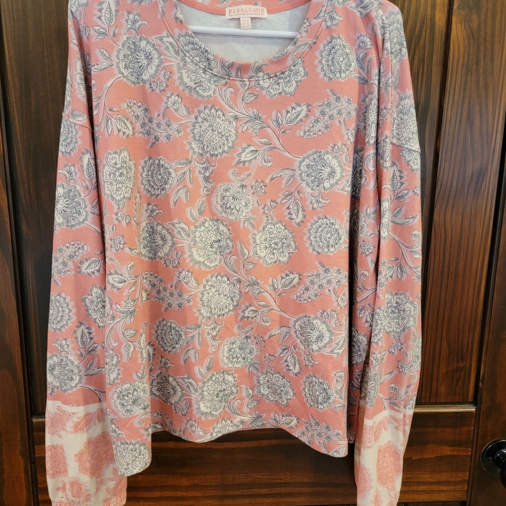 P.J. Salvage Pink and Mint Green Floral Top